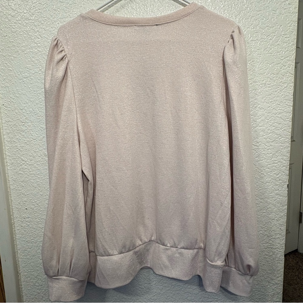 INC‎ International Concepts Women's XL Pink Shimmer V-Neck Long Sleeve - Picture 2 of 7